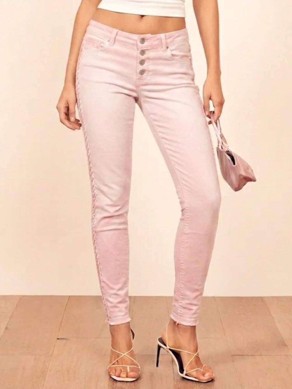 Coccara Embroidered Pink Jeans